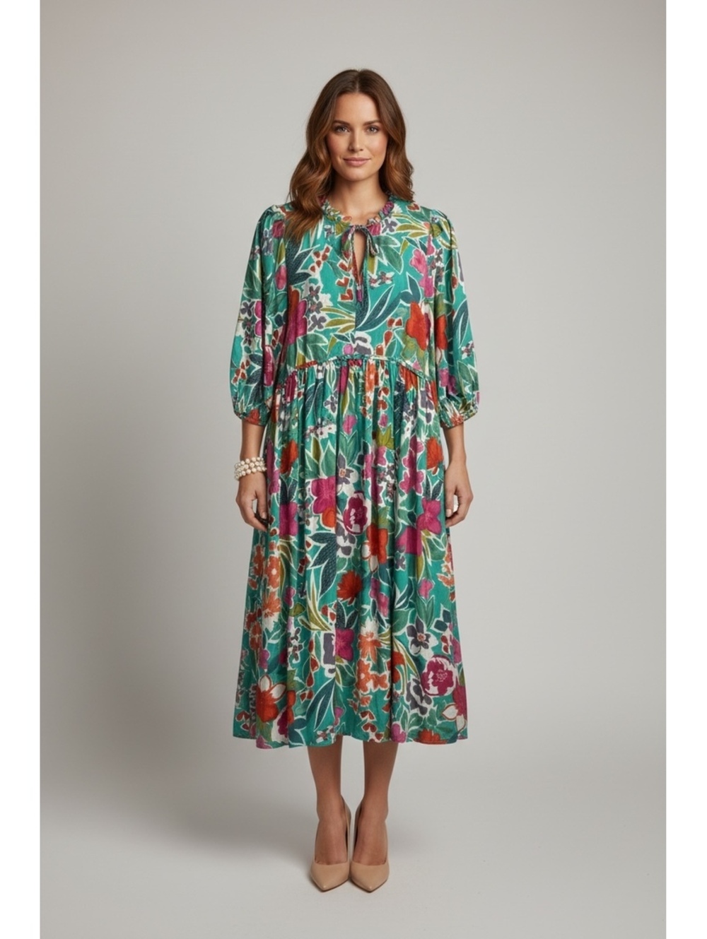 Shop the Mint "Feels Right" Green Floral Midi Dress - Size Medium EUC